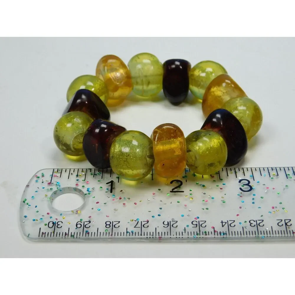 Glass Bead Napkin Rings Set of 4 Lampwork Handmade Amber Topaz Brown